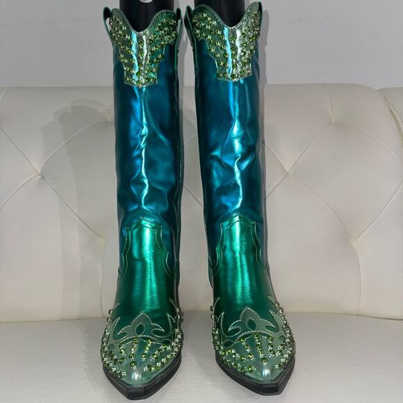 Azalea Wang Jewel Embellished Cowgirl Boots - Picture 10 of 10